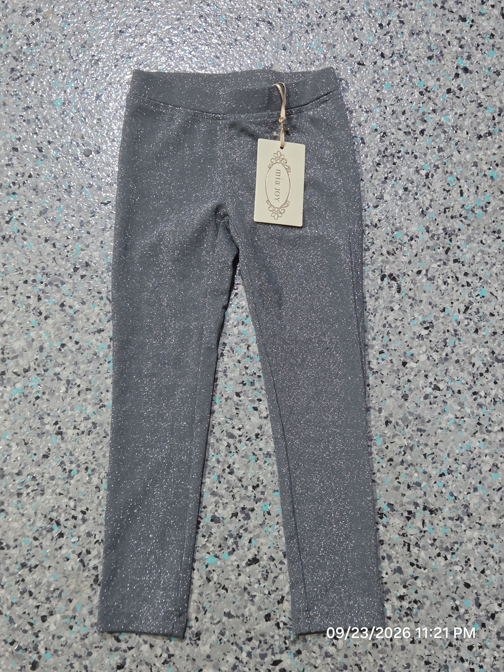 Mia Joy by Joyfolie Girls Charcoal Gray Sparkle Nayla Leggings